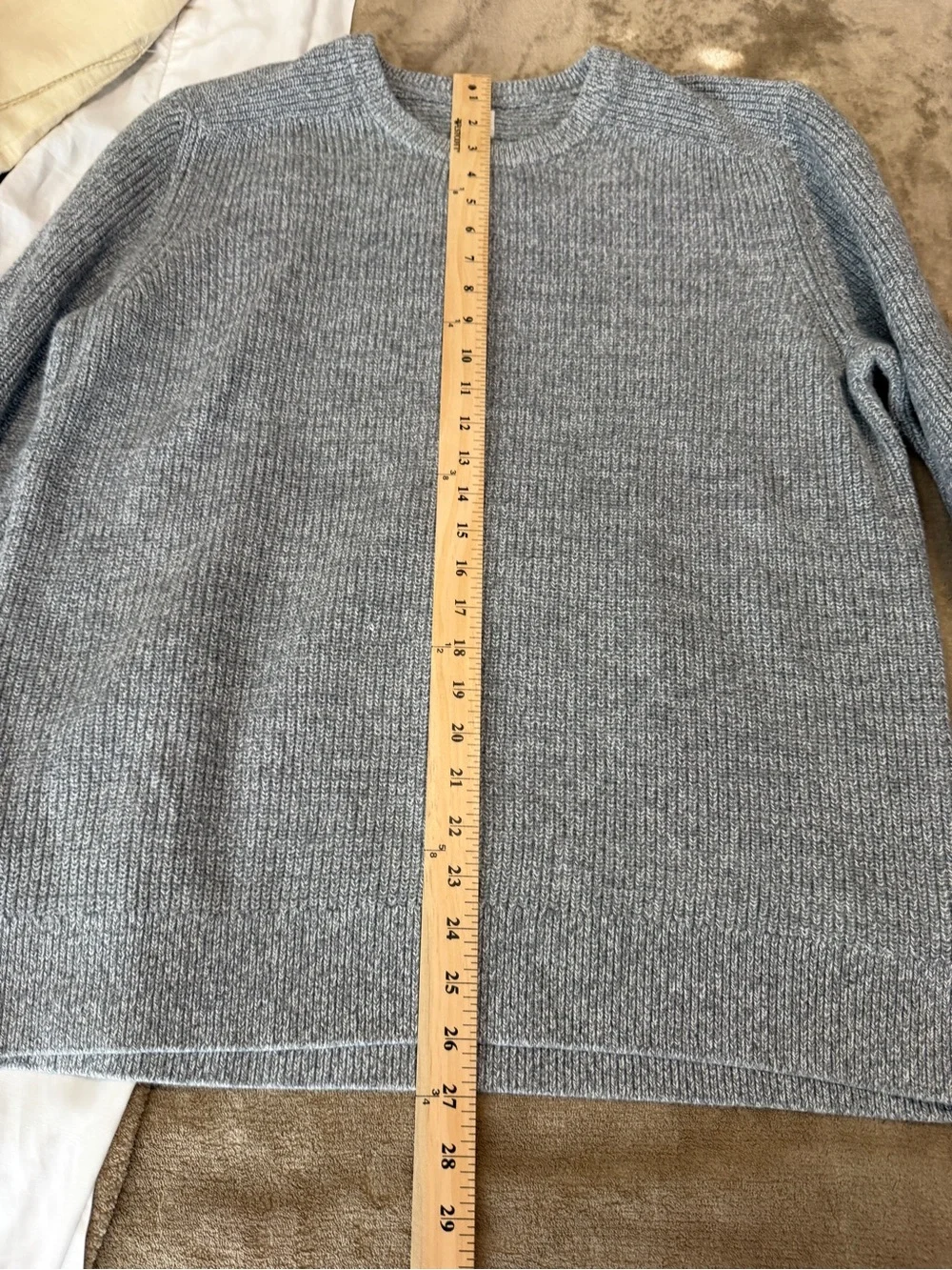 Normalcore Preppy Quiet LuxuryGap For Good Grey Ribbed Knit Crewneck Sweater SzL